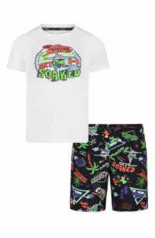 Under Armour Kids' Get Soaked Short Sleeve Rashguard & Swim Trunks Set