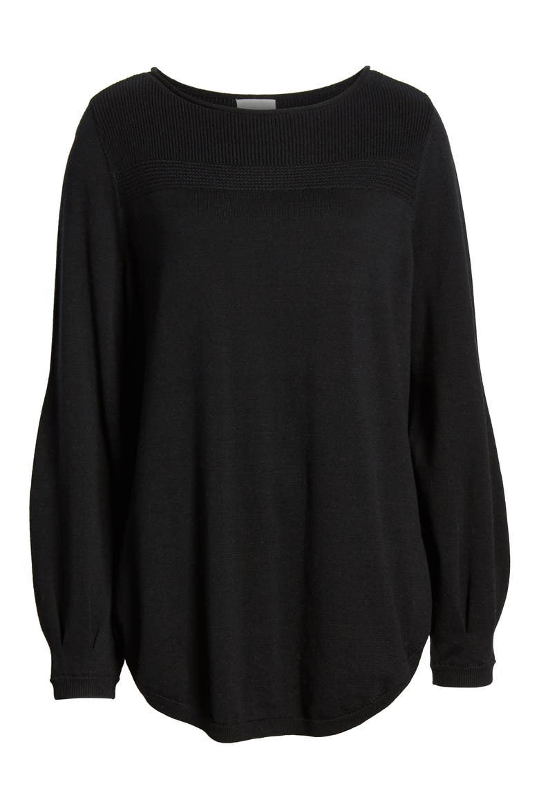 Bishop Sleeve Sweater, Alternate, color, BLACK