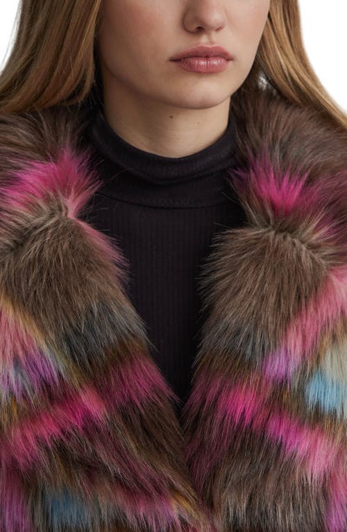 Nvlt Plaid Faux-fur Luxious Coat Jacket In Brown