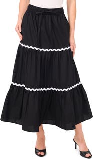 CeCe Rickrack Trim Maxi Skirt