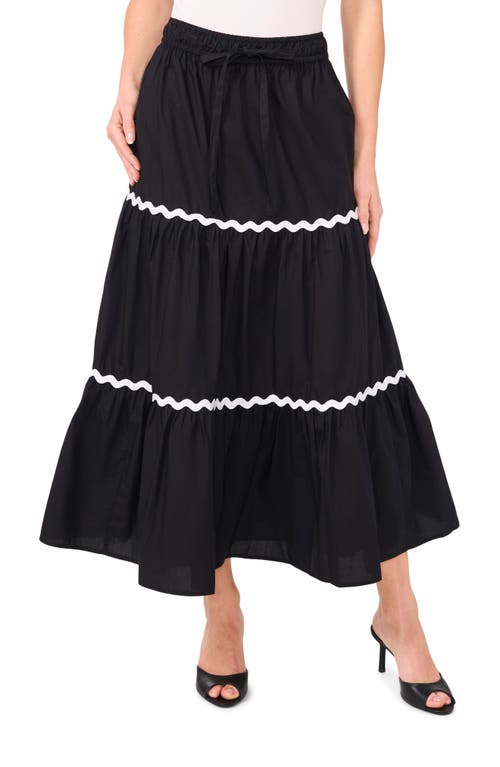 Cece Rickrack Trim Maxi Skirt In Rich Black