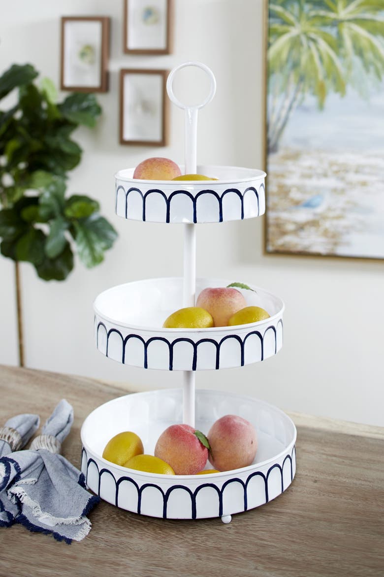 White Metal Farmhouse Tiered Server, Alternate, color, WHITE
