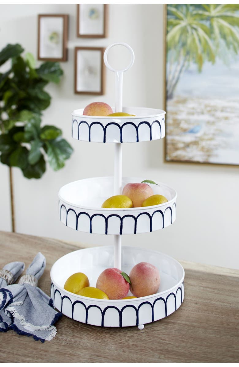 SONOMA SAGE HOME White Metal Farmhouse Tiered Server, Alternate, color, 