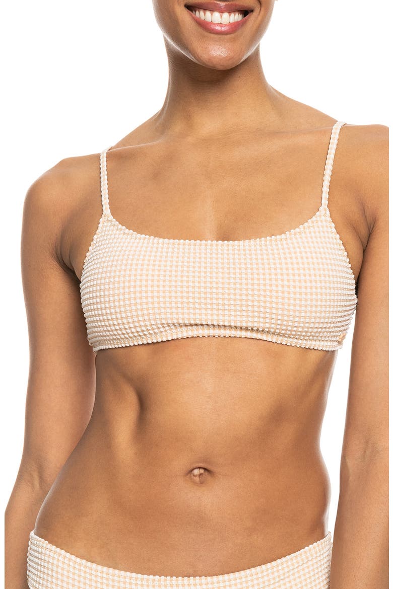 Gingham Bralette Bikini Top, Main, color, PORCINI