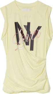 3.1 Phillip Lim NY Lover Graphic Draped Jersey Tank