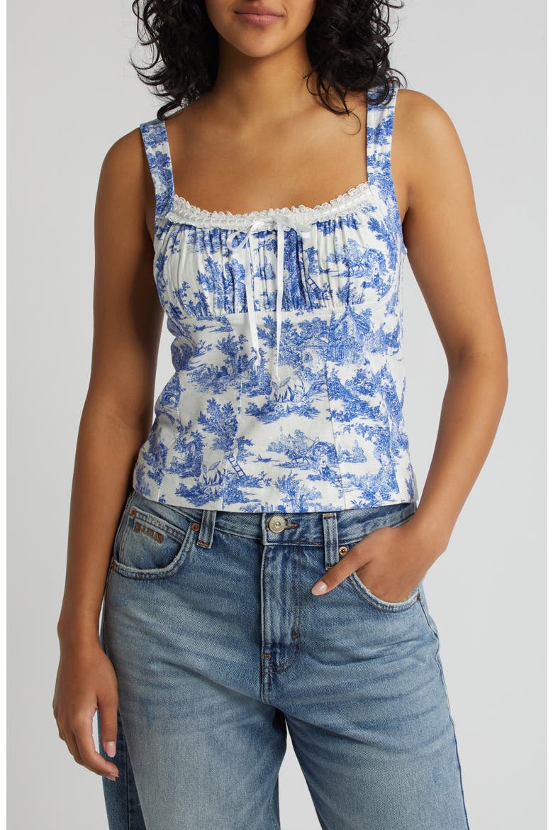 Prairie Linen Blend Tank, Main, color, WHITE MULTI
