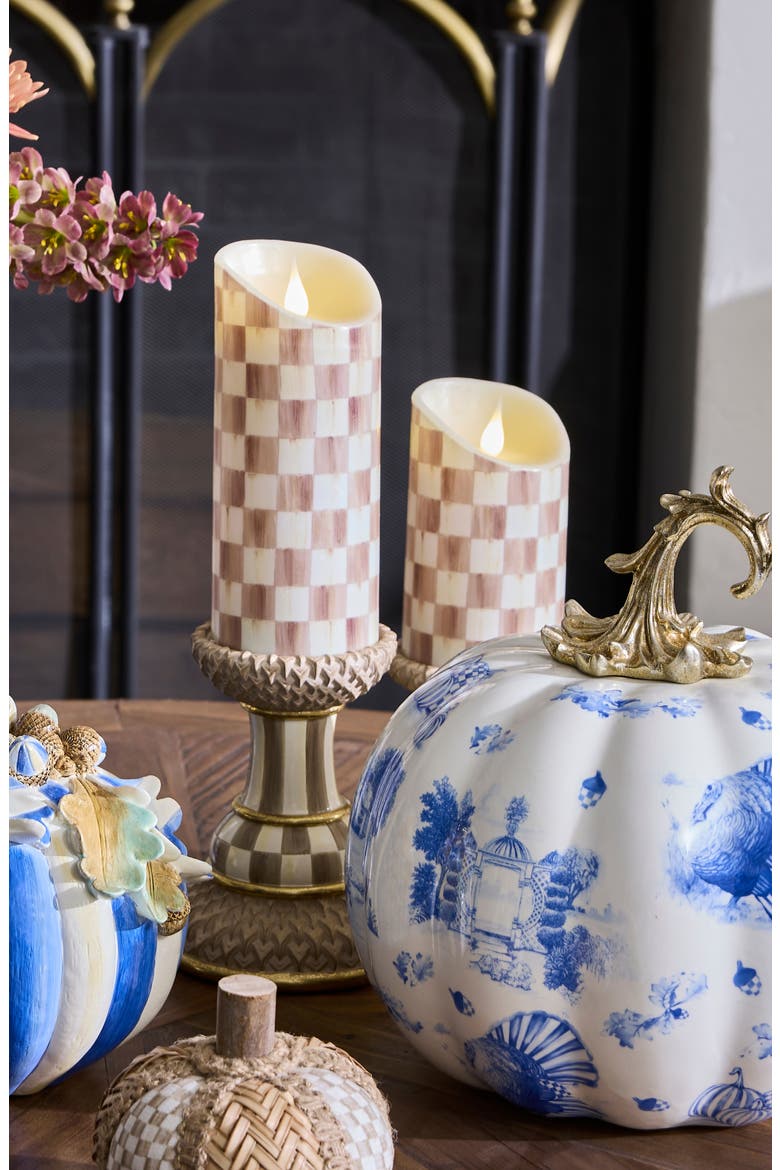 Mocha Pillar Set of 3 Candle Holders, Alternate, color, MOCHA