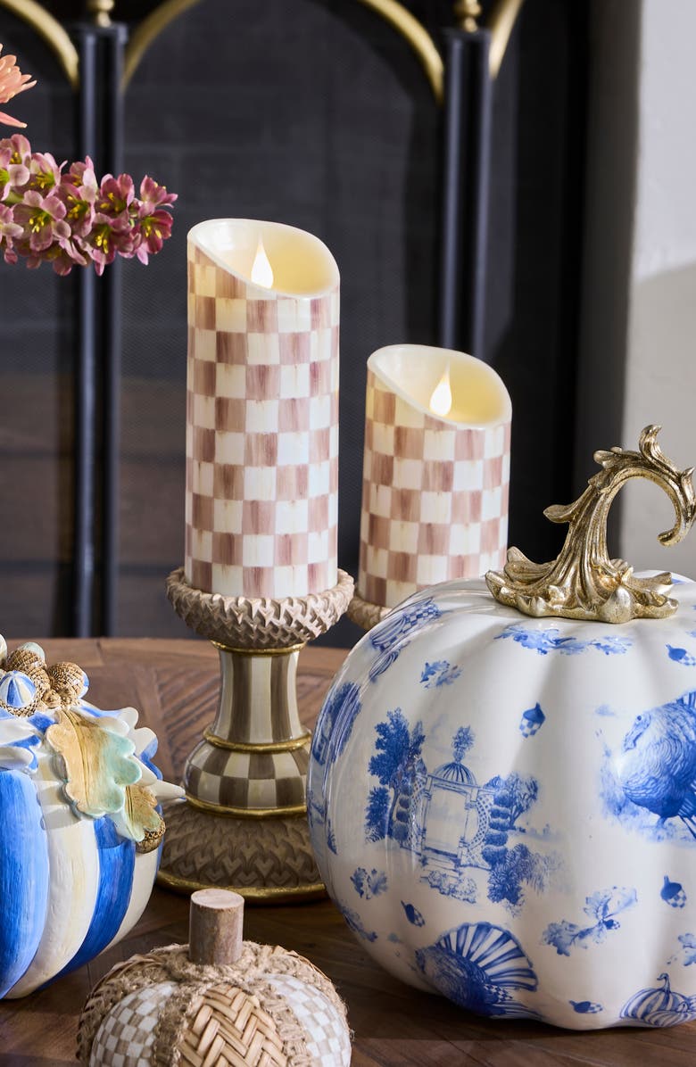 MACKENZIE CHILDS Mocha Pillar Set of 3 Candle Holders, Alternate, color, Mocha