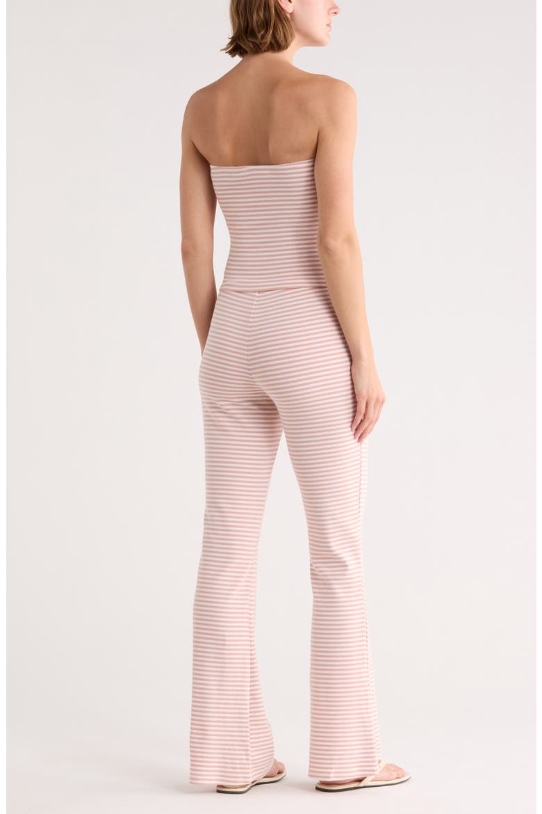 Striped Cinched Tube Top & Wide Leg Pants Set, Alternate, color, DUSTY PINK COMBO
