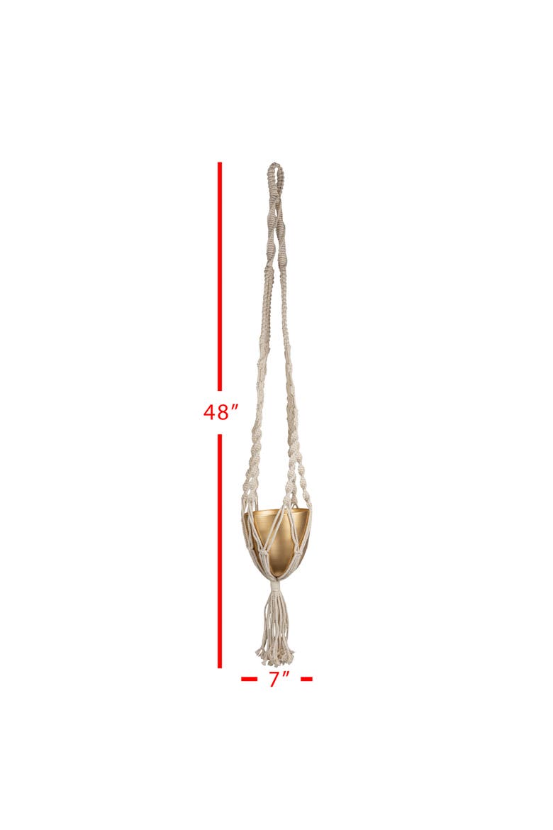 Macrame Hanging Planter Cotton & Metal, Alternate, color, Gold