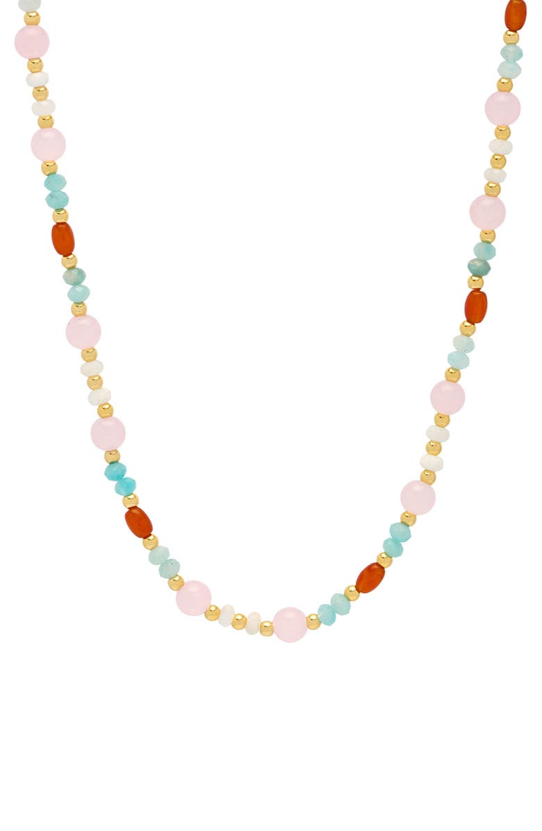 Estella Bartlett Mix Pastel & Orange Beaded Necklace, Main, color, Multi
