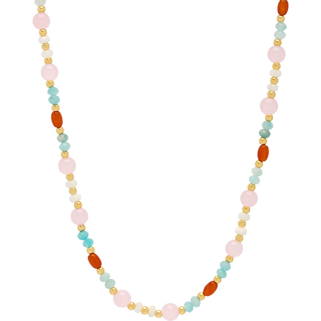 Estella Bartlett Mix Pastel & Orange Beaded Necklace In Gold