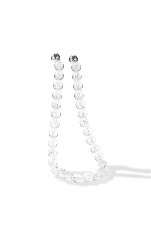 Classicharms Frostnova Azeztulite Clear Phantom Large Crystal Sphere Necklace-14mm In Silver