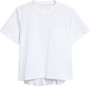 Sacai Mixed Media Pleated Poplin & Jersey Pocket T-Shirt