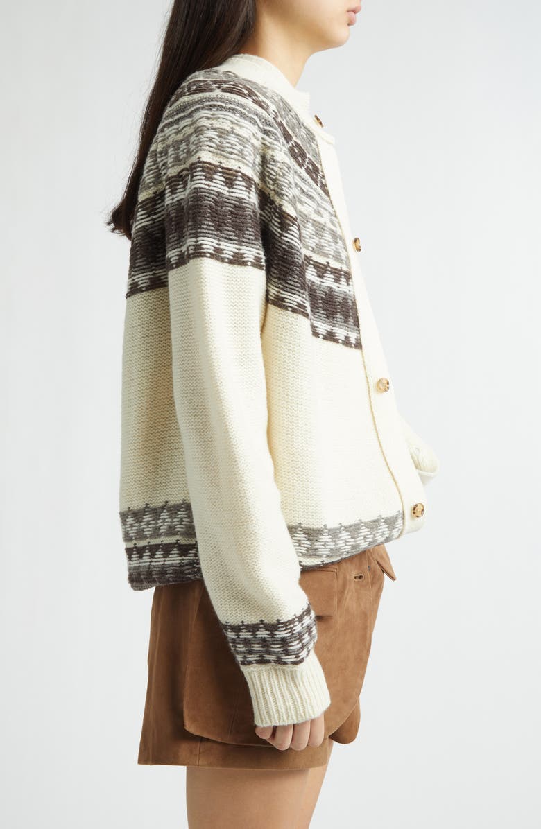 MONSE Fold-Up Fair Isle Wool Blend Cardigan, Alternate, color, Ivory Multi