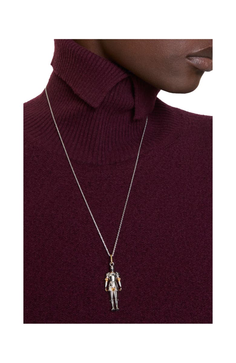 Burberry Knight Charm Necklace, Alternate, color, Silver