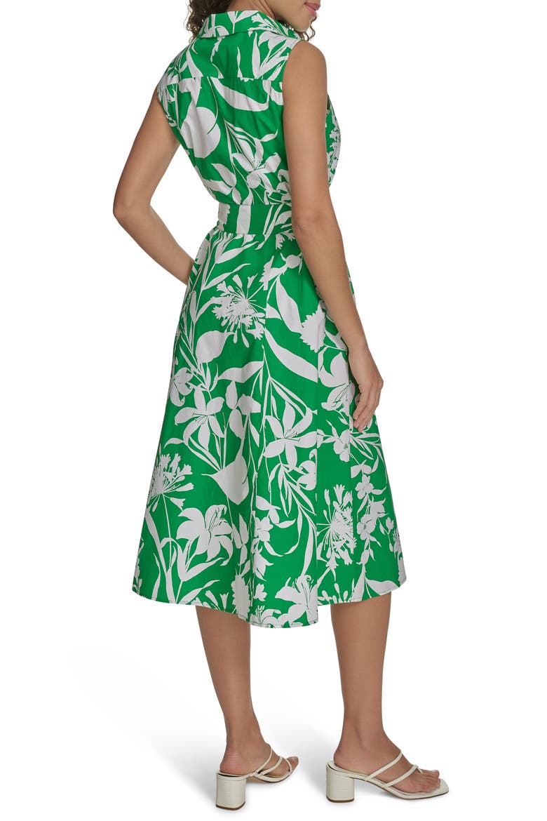 Floral Sleeveless Cotton Shirtdress, Alternate, color, FERN/ WHITE