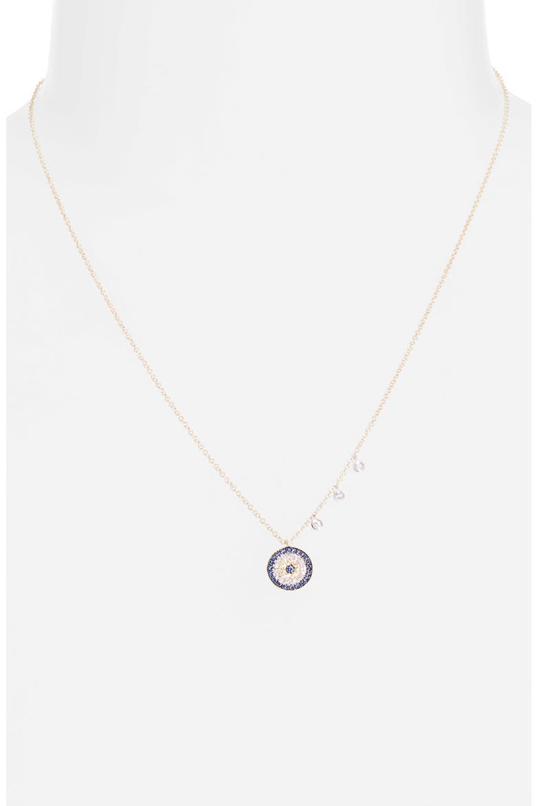 Diamond & Sapphire Evil Eye Pendant Necklace, Alternate, color, YELLOW
