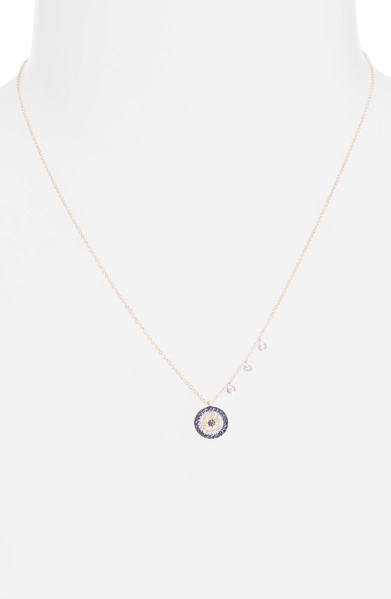 Meira T Diamond & Sapphire Evil Eye Pendant Necklace, Alternate, color, 