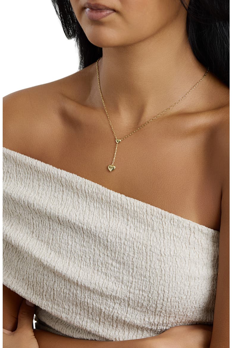 Modern Muse Double Heart Y Necklace, Alternate, color, GOLD