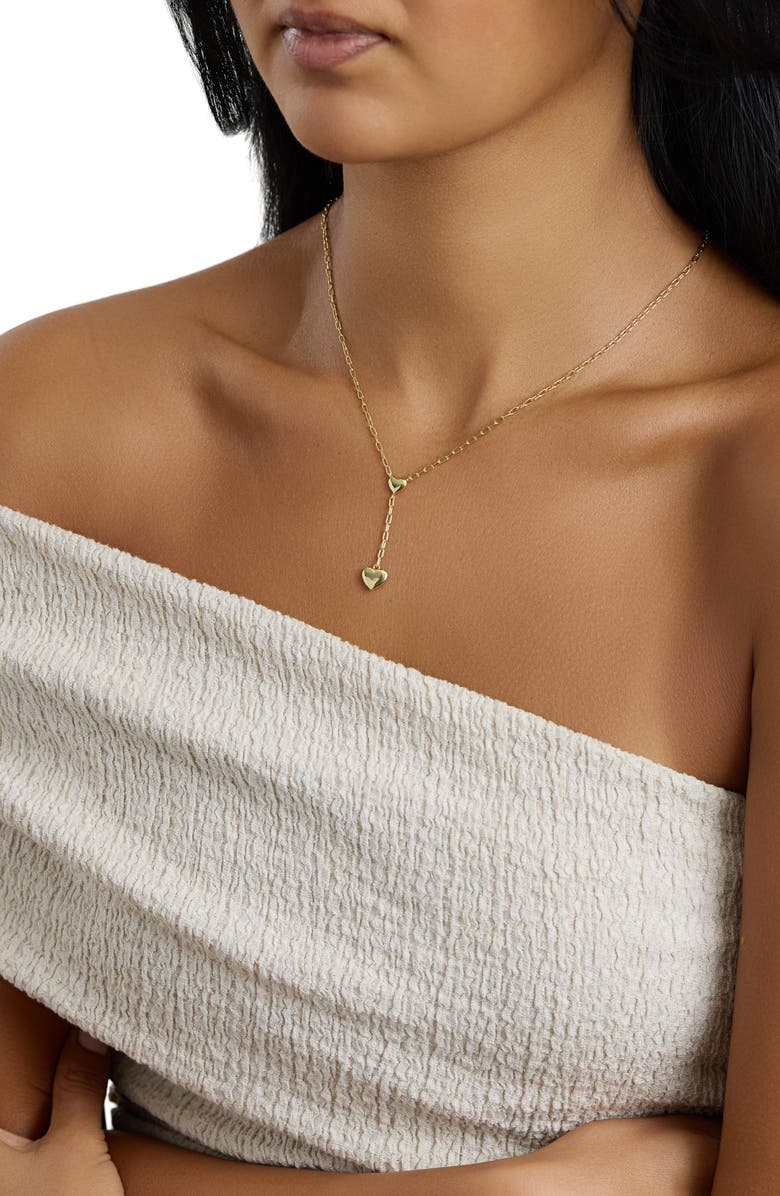 ATHRA LUXE The Double Muse Heart Lariat Necklace, Alternate, color, 