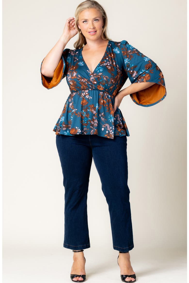 Priscilla Peplum Top, Alternate, color, TEAL BLUE ASTERS