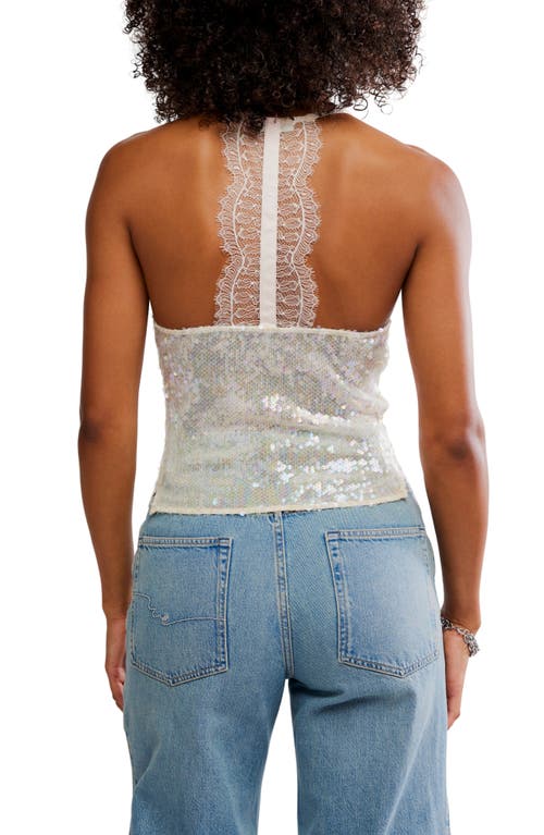 Free People Take Me Away Sequin & Lace Tank In Gray