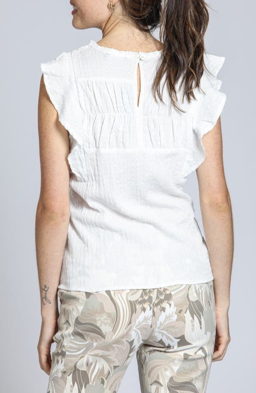 Apny Smocked Flutter Sleeve Top In White