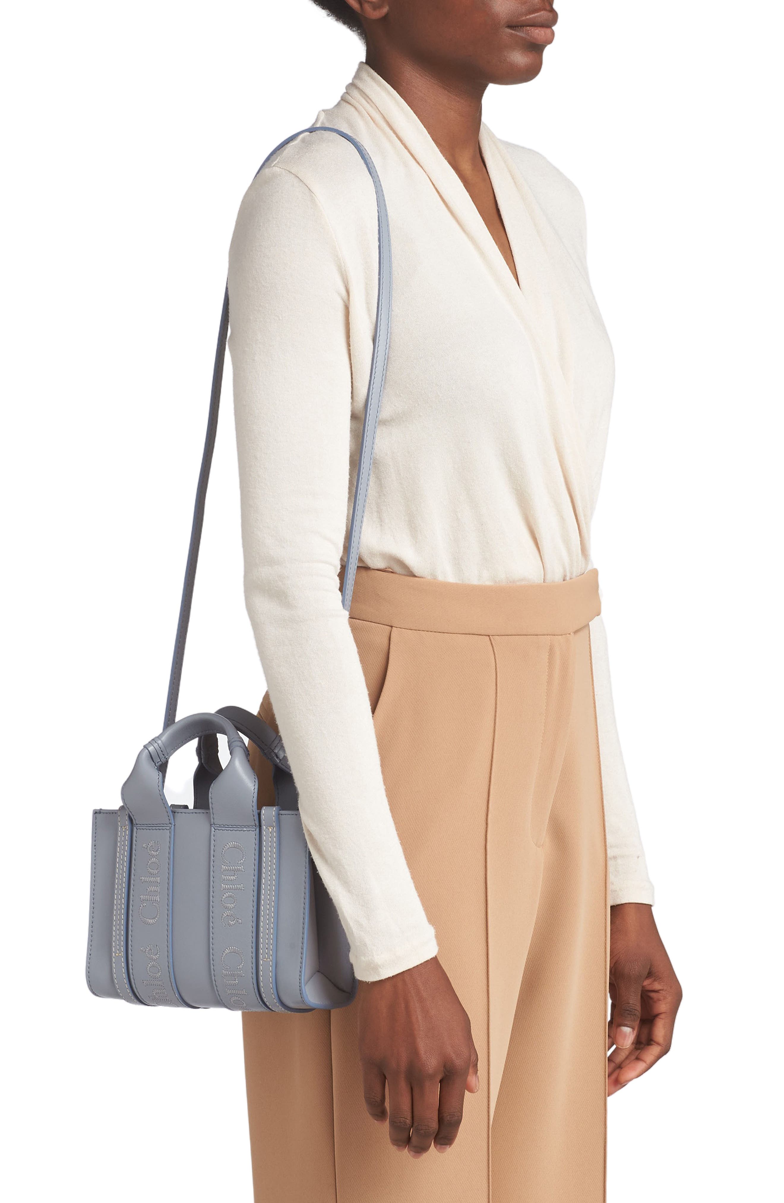 Mini Woody Leather Tote, Alternate, color, STORM BLUE 41A