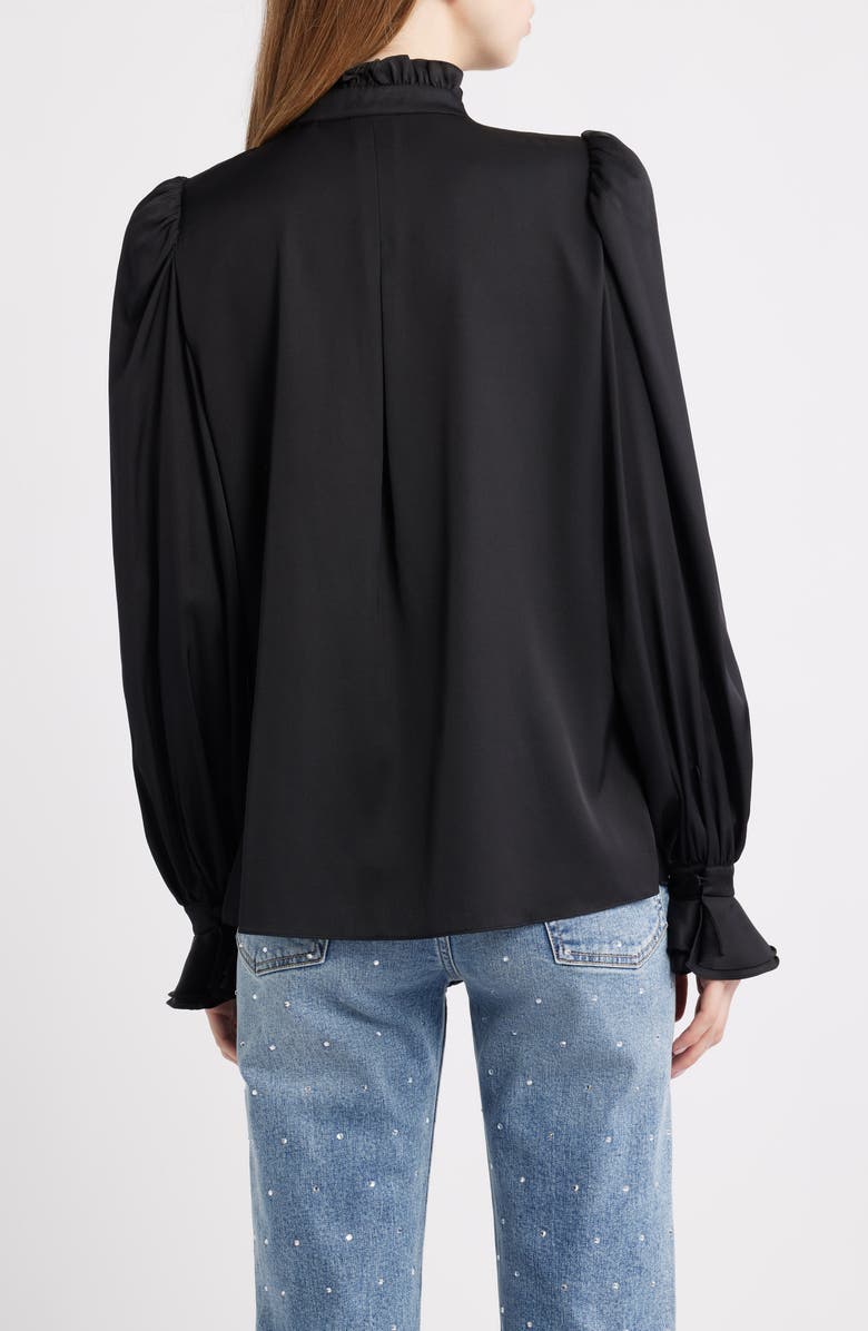 KOBI HALPERIN Harley Ruffle Puff Shoulder Stretch Silk Shirt, Alternate, color,