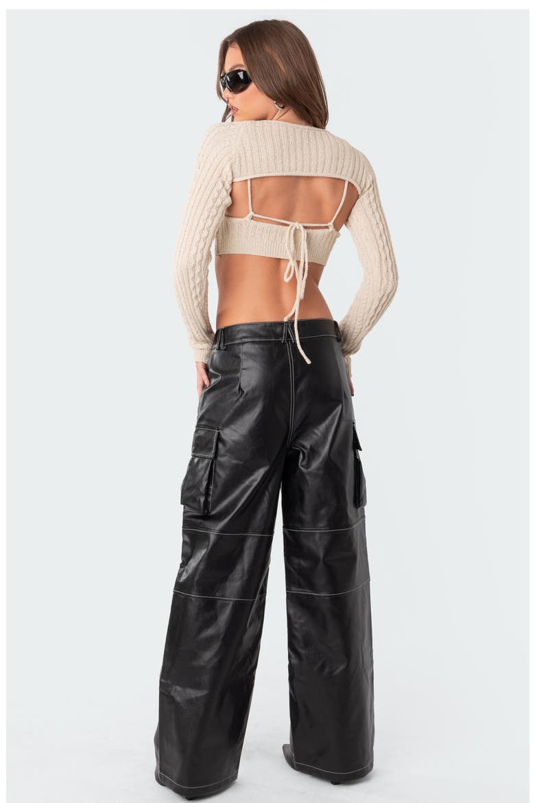 Faye Faux Leather Cargo Pants, Alternate, color, BLACK