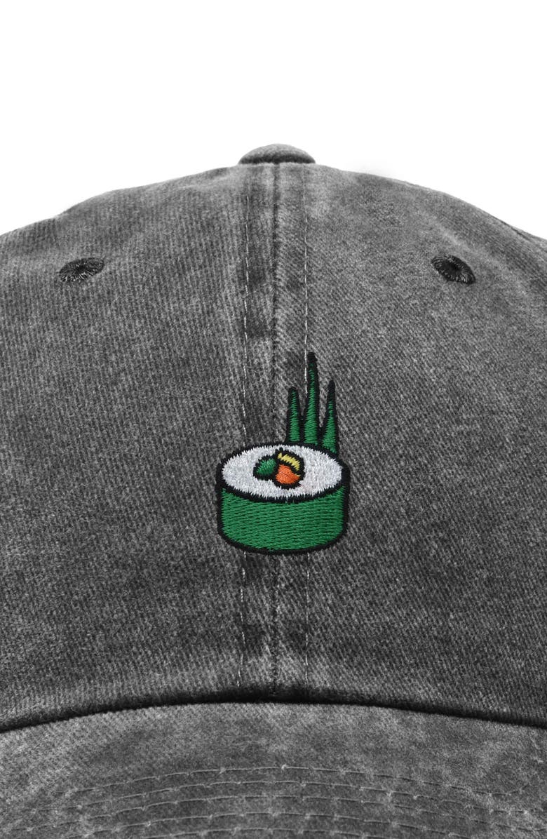 Dalix Sushi Roll Embroidered Dad Hat, Alternate, color, Washed Black