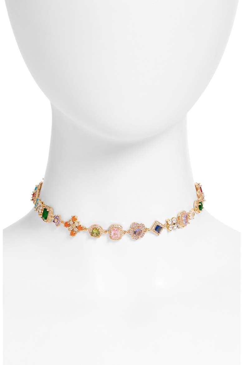 Organized Chaos Mixed Cubic Zirconia Choker, Main, color, GOLD