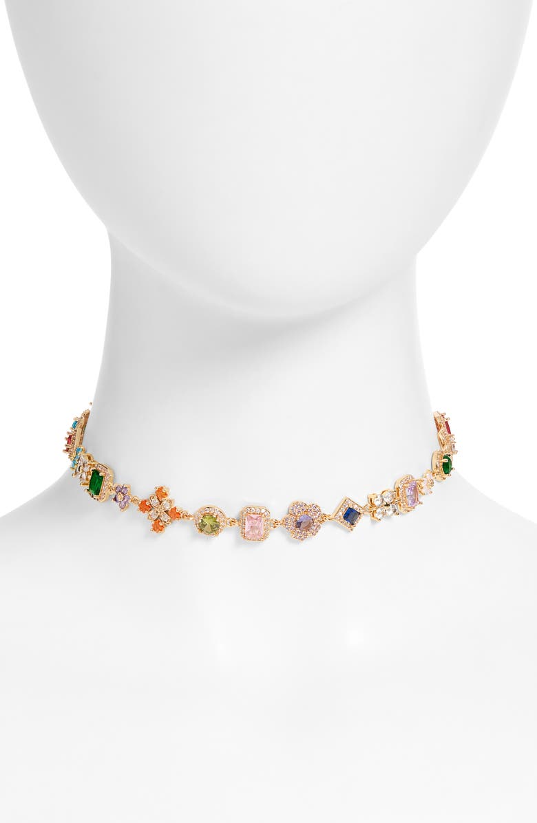 VIDAKUSH Organized Chaos Mixed Cubic Zirconia Choker, Main, color, Gold