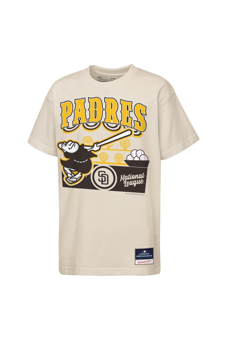 Youth Mitchell & Ness  Cream San Diego Padres Step Back Up Mascot T-Shirt, Main, color, Cream