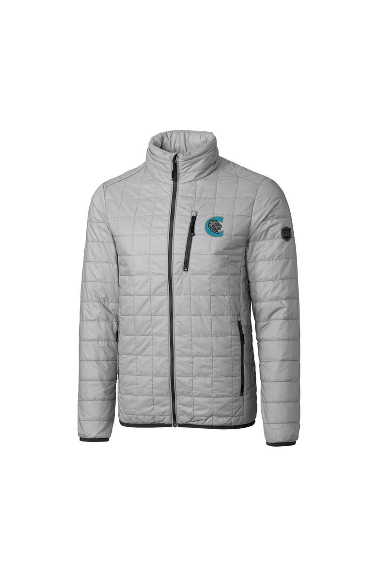 Cutter & Buck Men's Cutter & Buck Gray Charlotte Knights Rainier PrimaLoft Eco Insulated Full-Zip Puffer Jacket, Alternate, color,