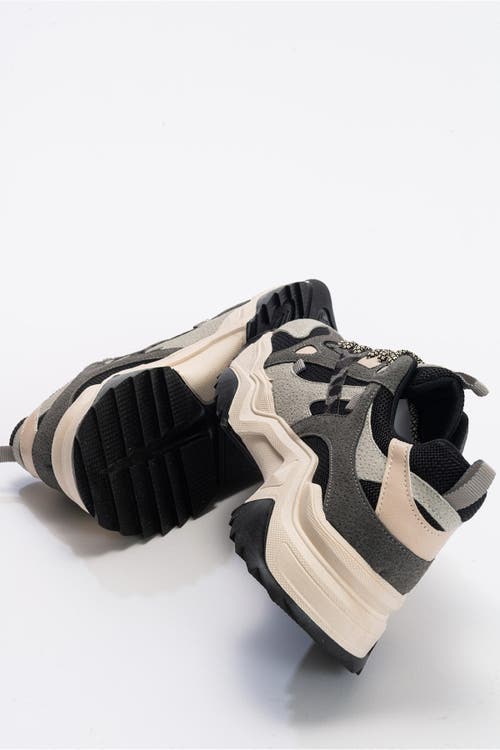 Forever & Always Shoes Loretta Platform Sneakers In Black Gray