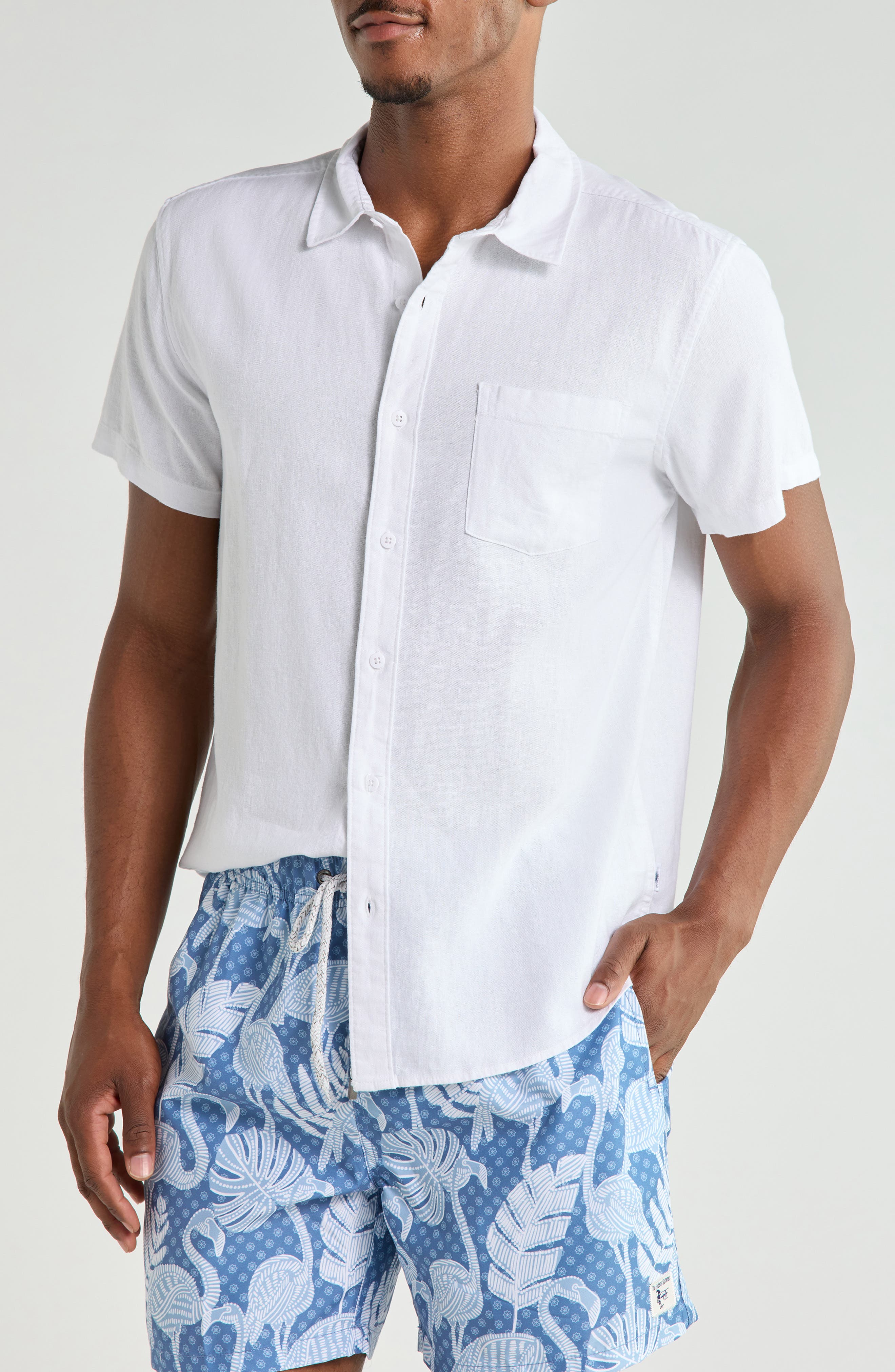Short Sleeve Linen Button-Down Shirt