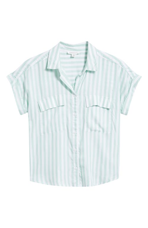 BEACHLUNCHLOUNGE BEACHLUNCHLOUNGE KAIANA STRIPE SHORT SLEEVE BUTTON-UP SHIRT