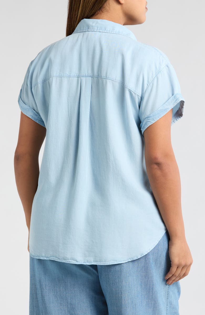 Caslon<sup>®</sup> Cotton Chambray Camp Shirt, Alternate, color, Light Wash