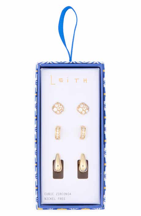 Leith Pack of 3 Assorted Hoop & Stud Earrings