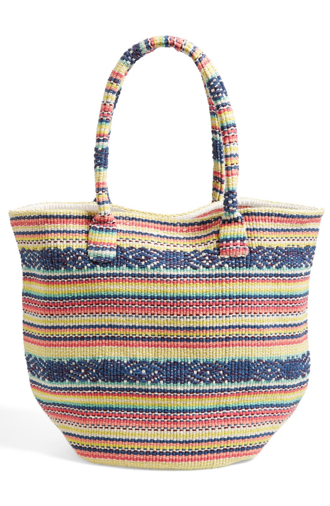 'Even Waves' Woven Beach Tote, Alternate, color, YELLOW MULTI
