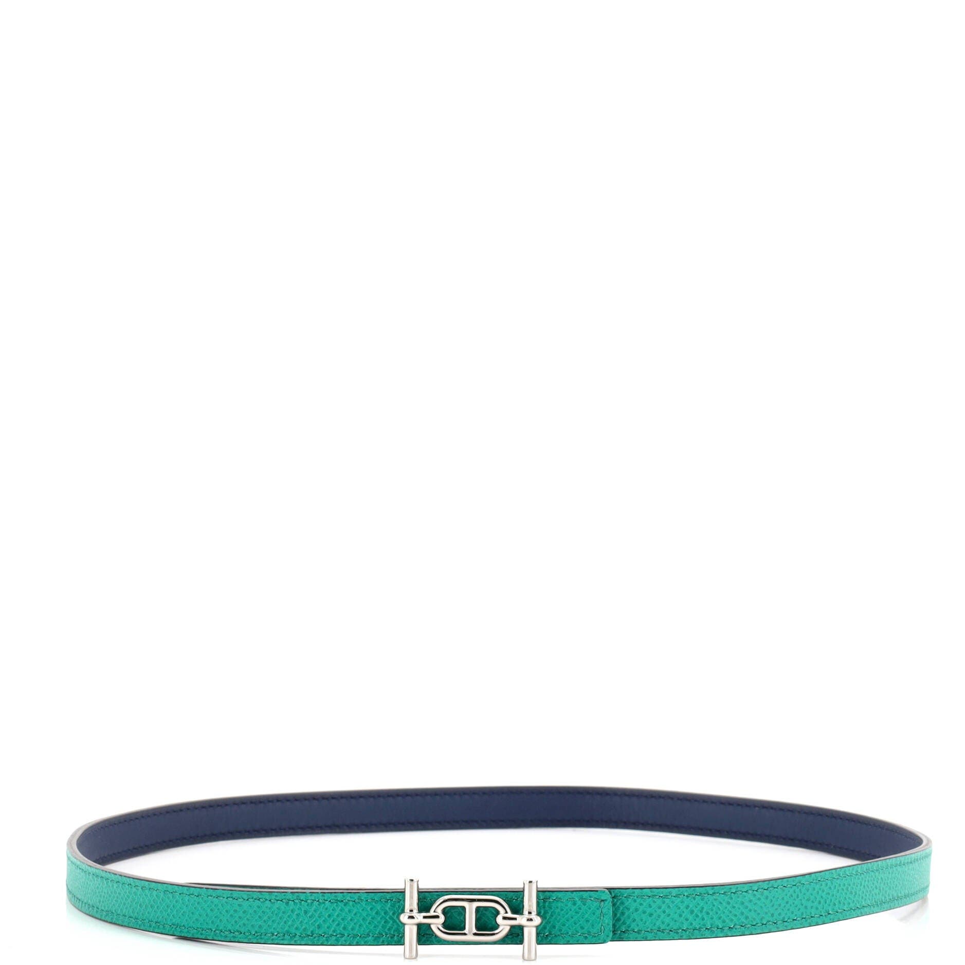 Pre-Owned Hermes Ancre Reversible Belt Leather Thin, Alternate, color, Green