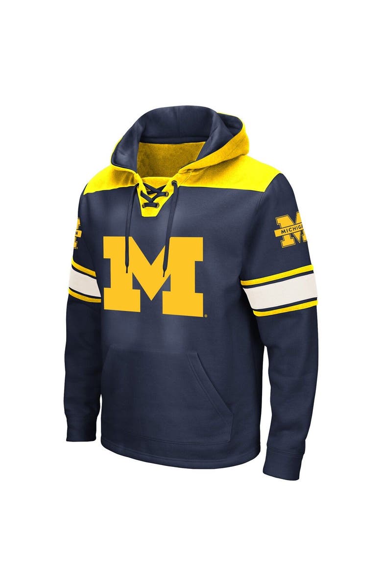 COLOSSEUM Men's Colosseum Navy Michigan Wolverines Big & Tall Hockey Lace-Up Pullover Hoodie, Alternate, color, Navy