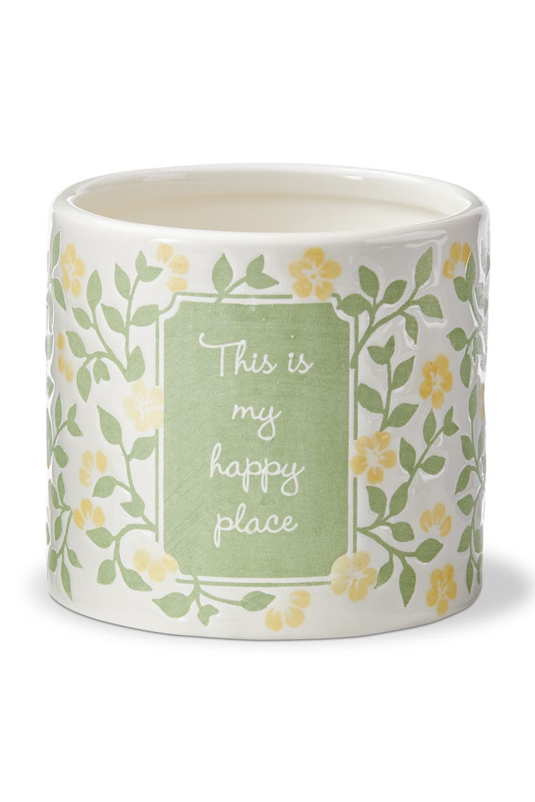 This Is My Happy Place Earthenware Garden Planter Multi 4.6x4.6x4.3 in, Main, color, Green