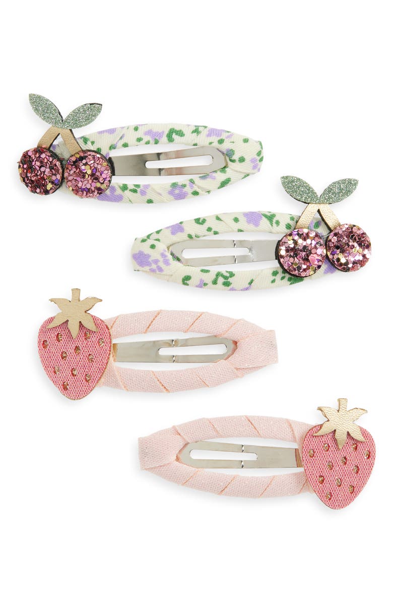 Mimi & Lula Kids' 4-Pack Summer Fruit Clic Clacs Hair Clips, Main, color, Pink