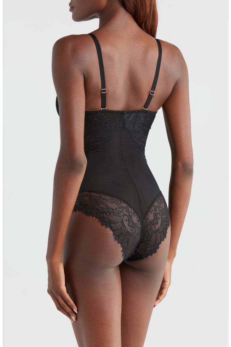 Smoothing Lace Shapewear Bodysuit, Alternate, color, BLACK