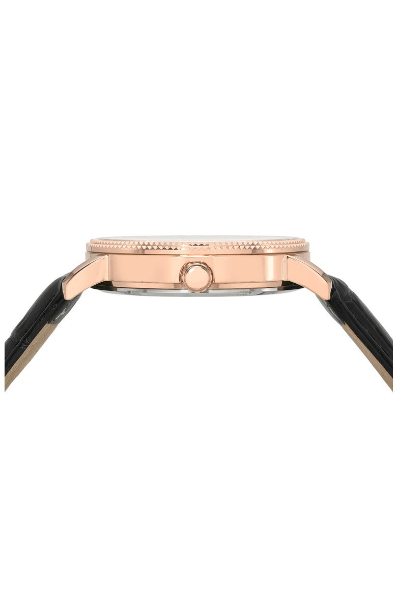Veritas 1 Croc Embossed Leather Strap Watch, 40mm, Alternate, color, ROSE