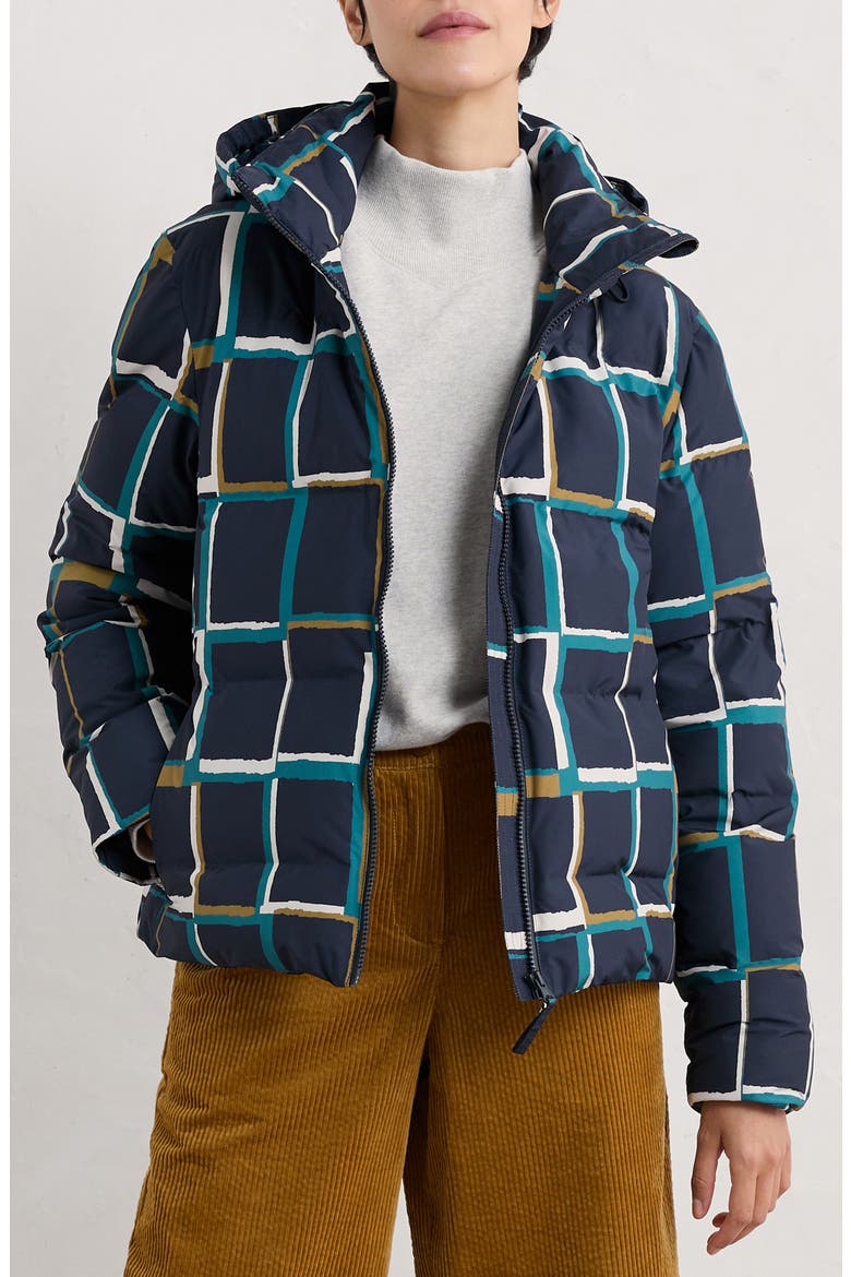 Field Path Waterproof Puffer Jacket, Main, color, WINDOW PANES INKWELL BLUE