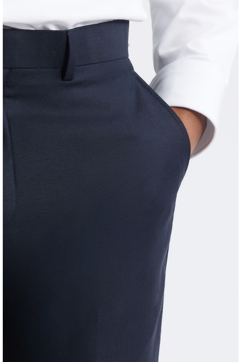 Slim Fit Flat Front Navy Wool Dress Pants, Alternate, color, NAVY